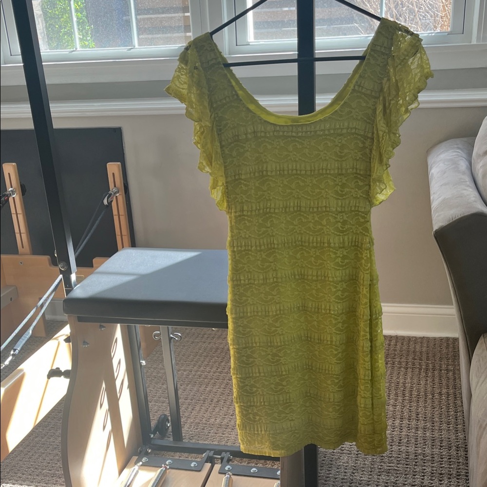 Guess Yellow Lace Top